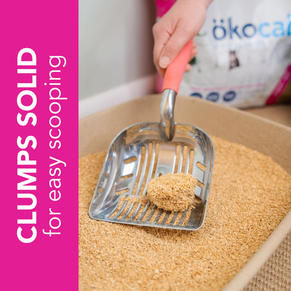 ÖKOCAT bag handle and recycle label emphasizing easy carrying and eco packaging