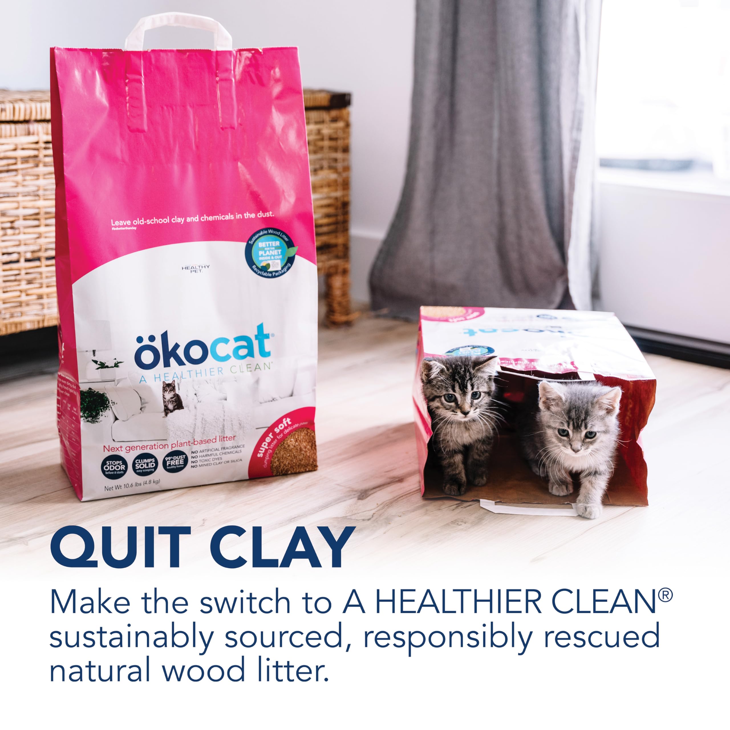 ÖKOCAT kitten stepping on litter highlighting soft texture and paw safety