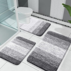 OLANLY front view of 3-piece set showing coordinated grey stripes and coverage