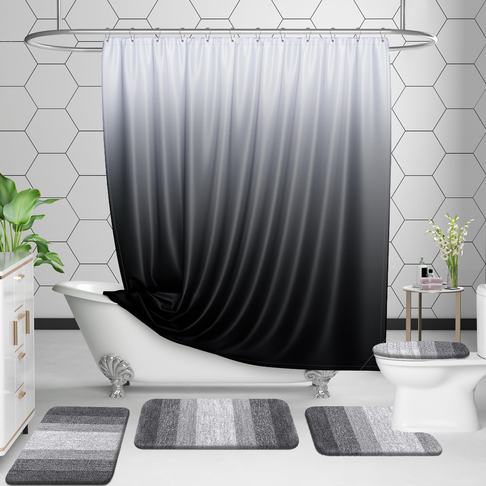 OLANLY folded rug with care label showing machine-washable convenience