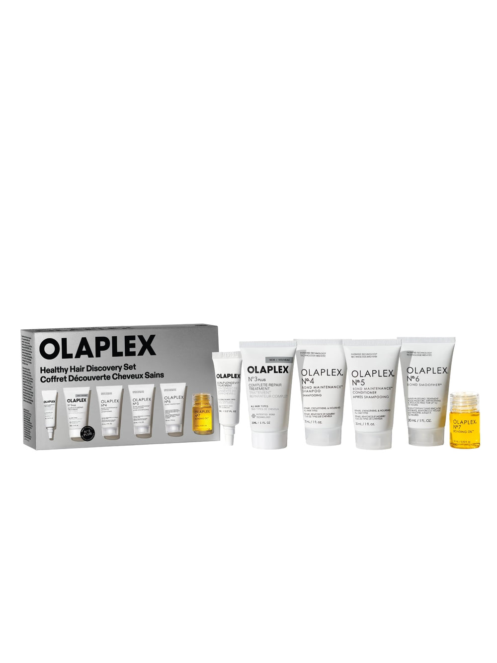 Olaplex discovery set front packaging showing full kit and benefits