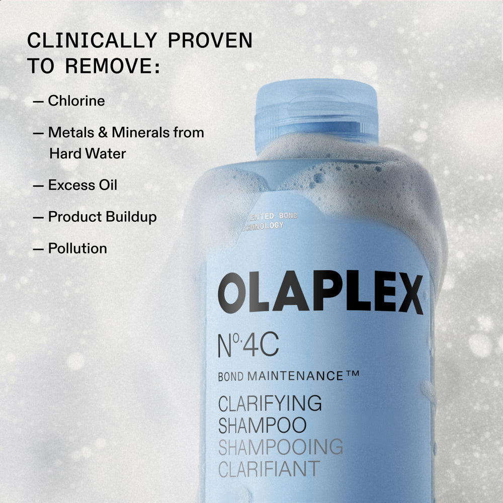 Olaplex with minerals and chlorine visual, illustrating removal of impurities