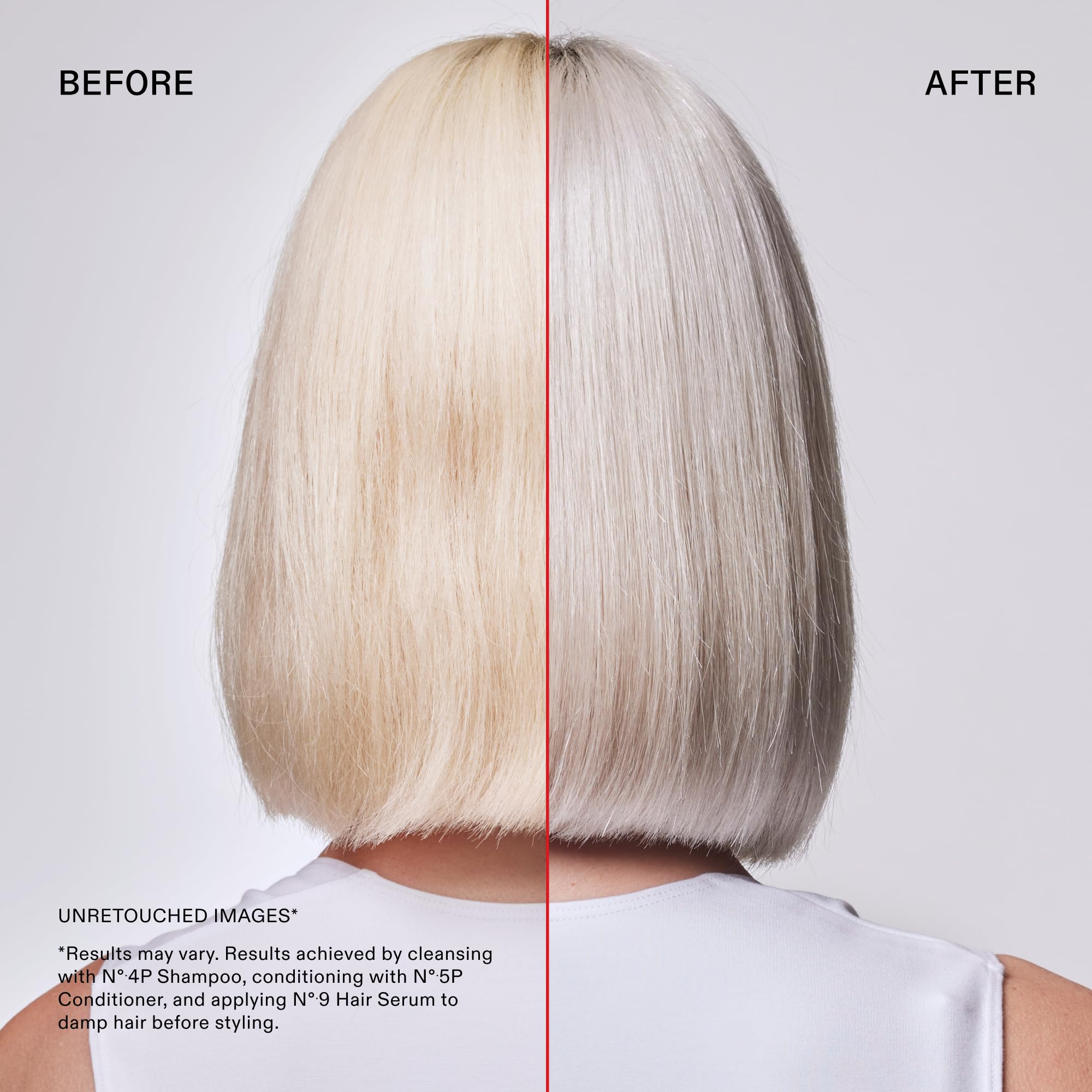 Olaplex Nº.4P bottle next to a hand showing 250 mL scale and portability