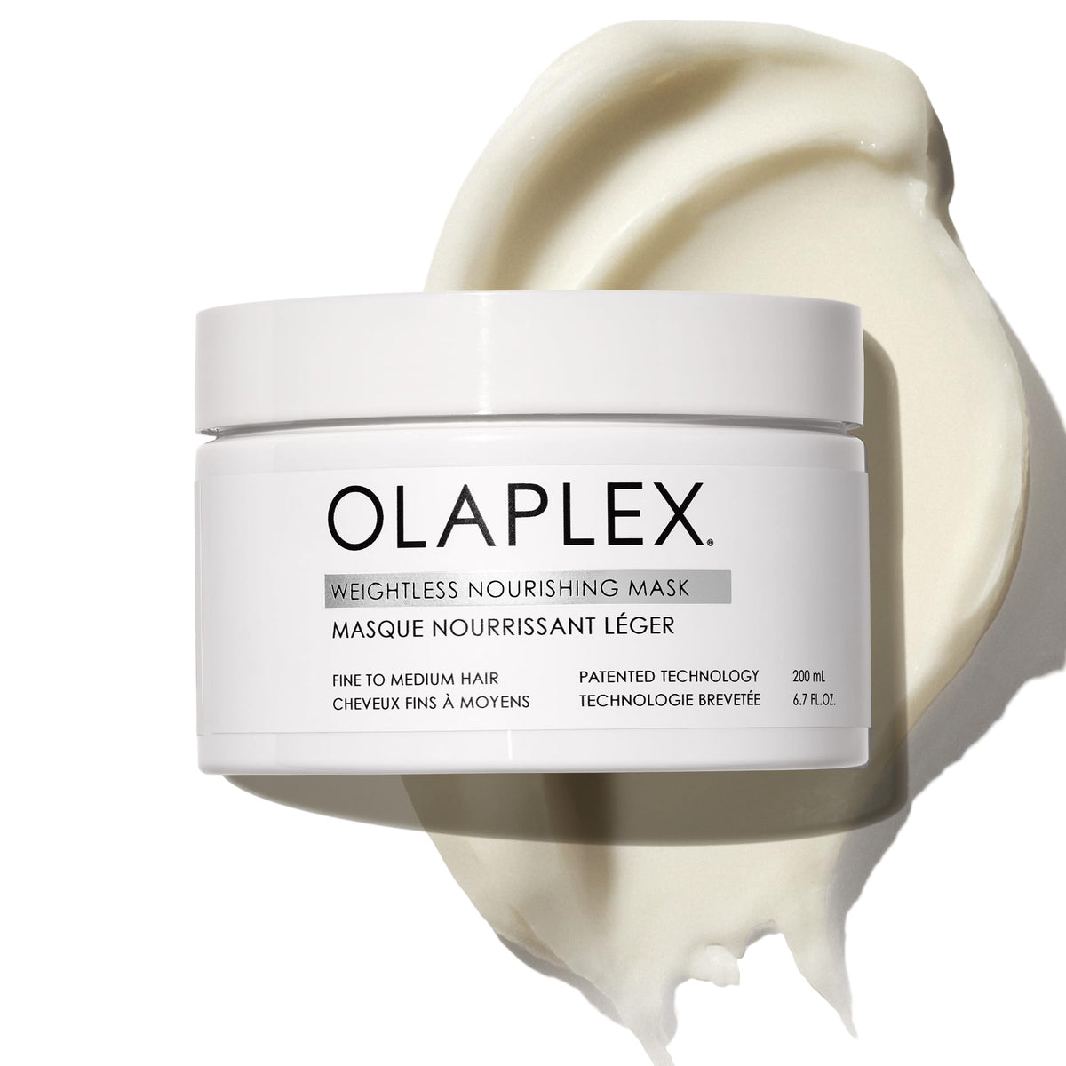 Olaplex Weightless mask front label showing size and benefit
