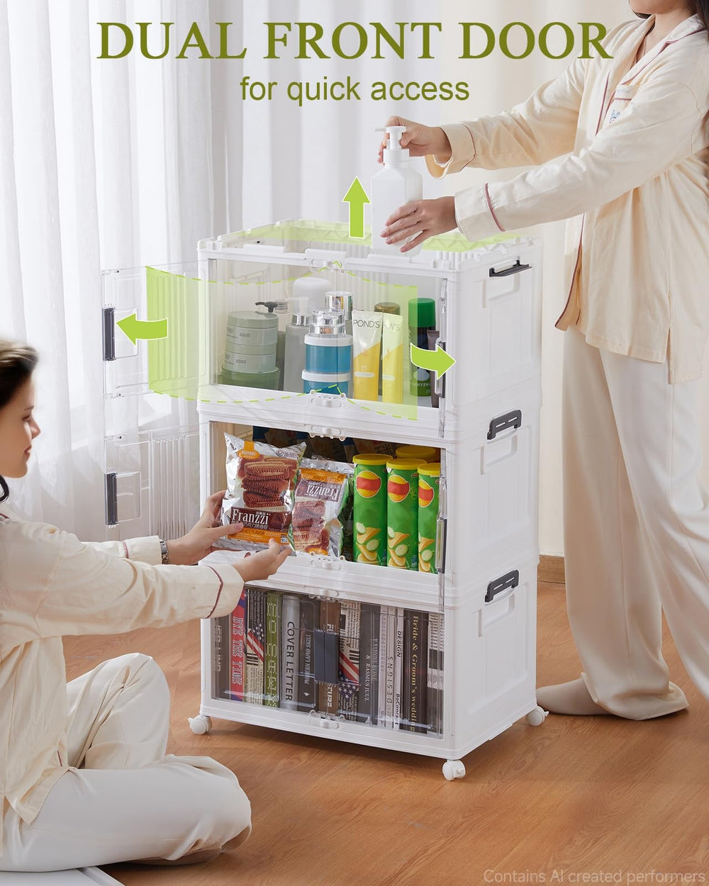 OlarHike stacked bins in closet maximizing vertical space benefit