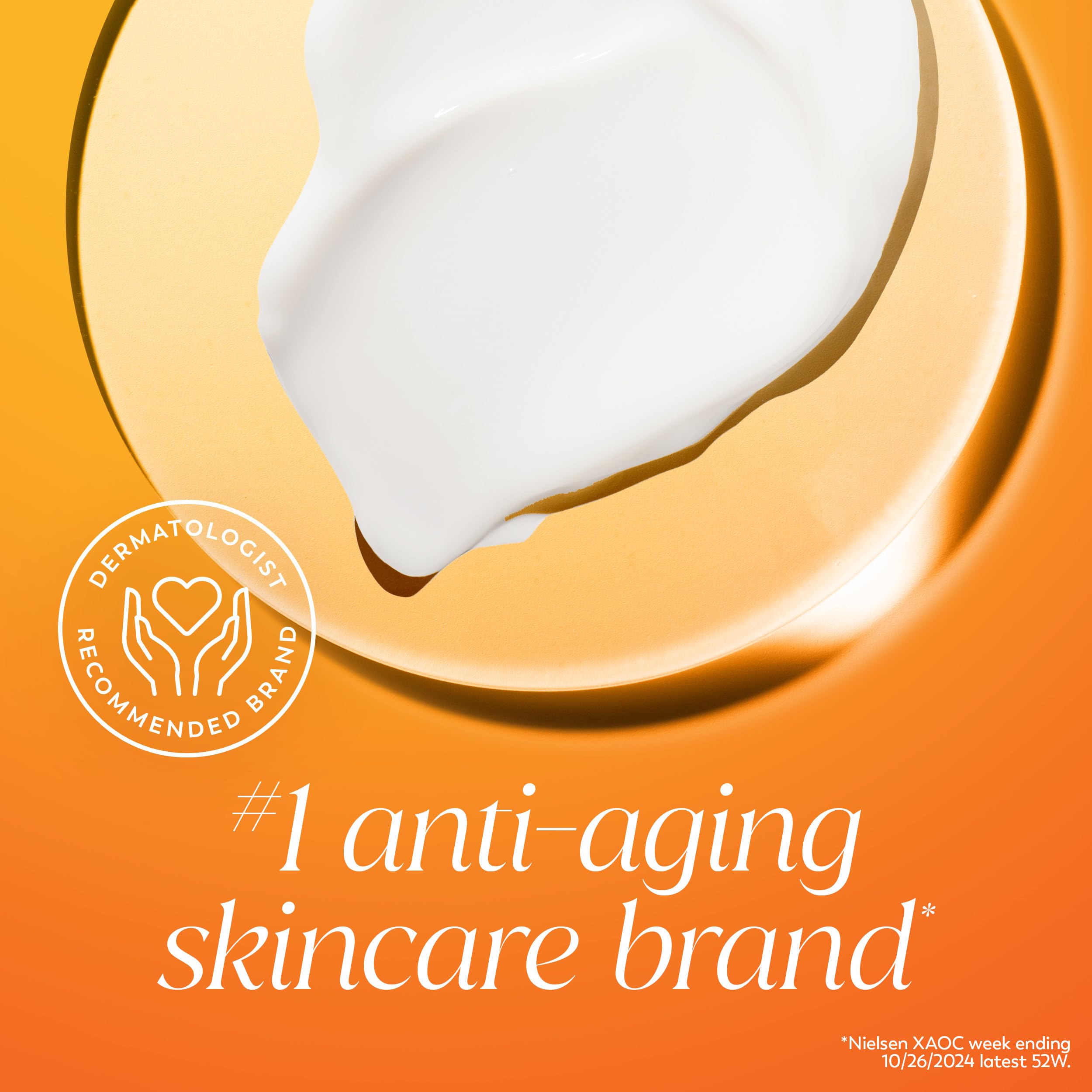 Before and after brightness comparison demonstrating Olay’s visible tone improvement benefit