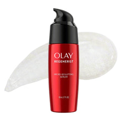 Olay front packaging showing bottle benefit of firming skin