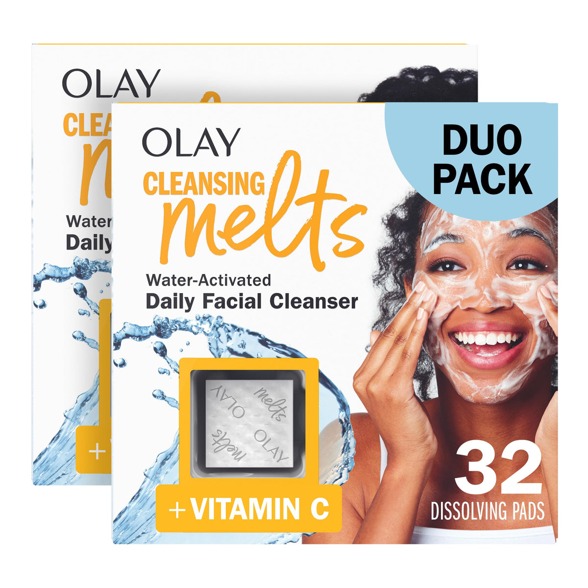 Olay front packaging showing travel-friendly benefits
