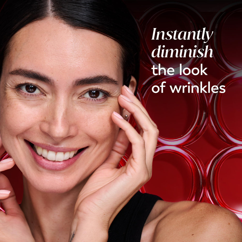 Olay ingredient label highlighting peptides and niacinamide benefits