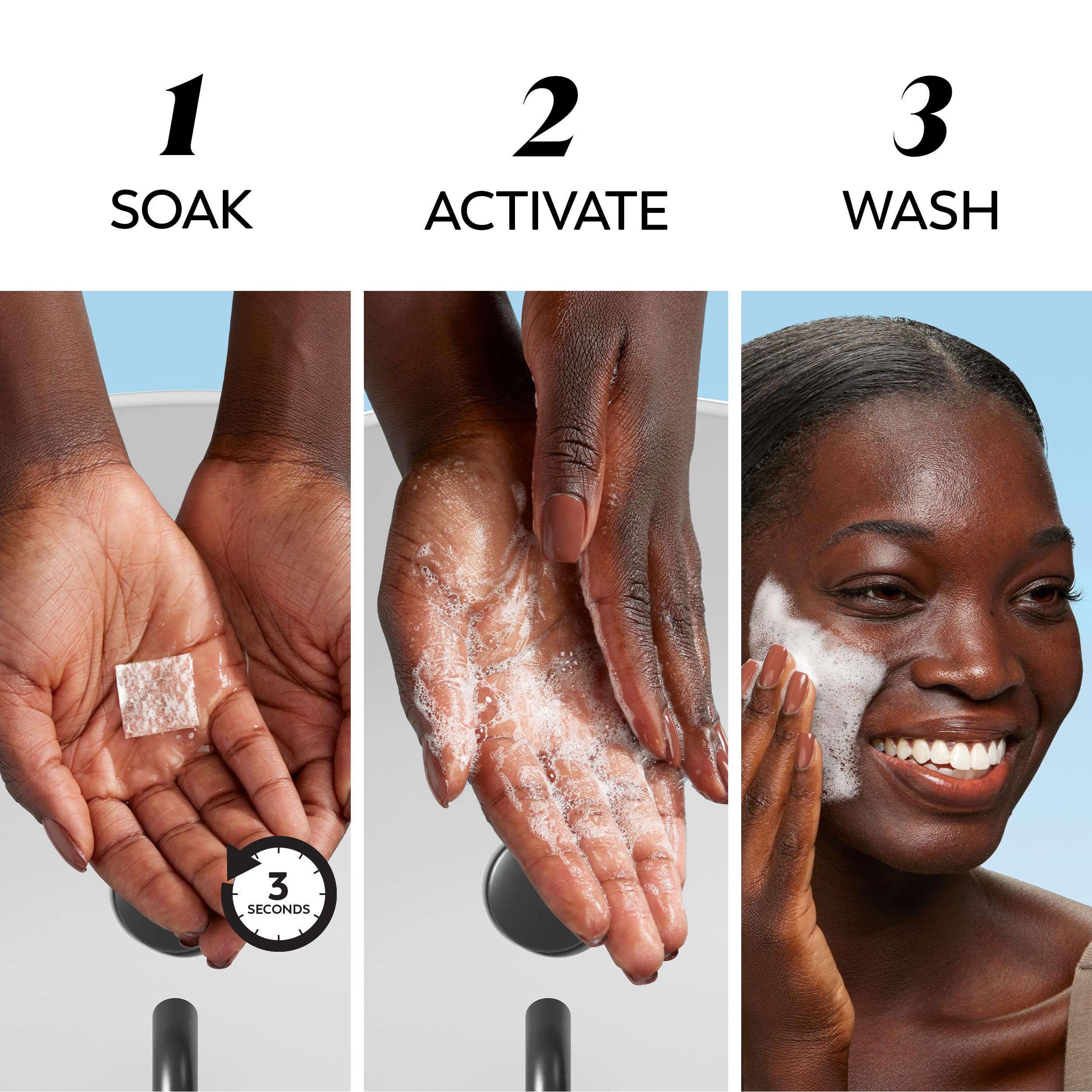 Olay creamy lather foam demo for thorough pore cleaning benefit