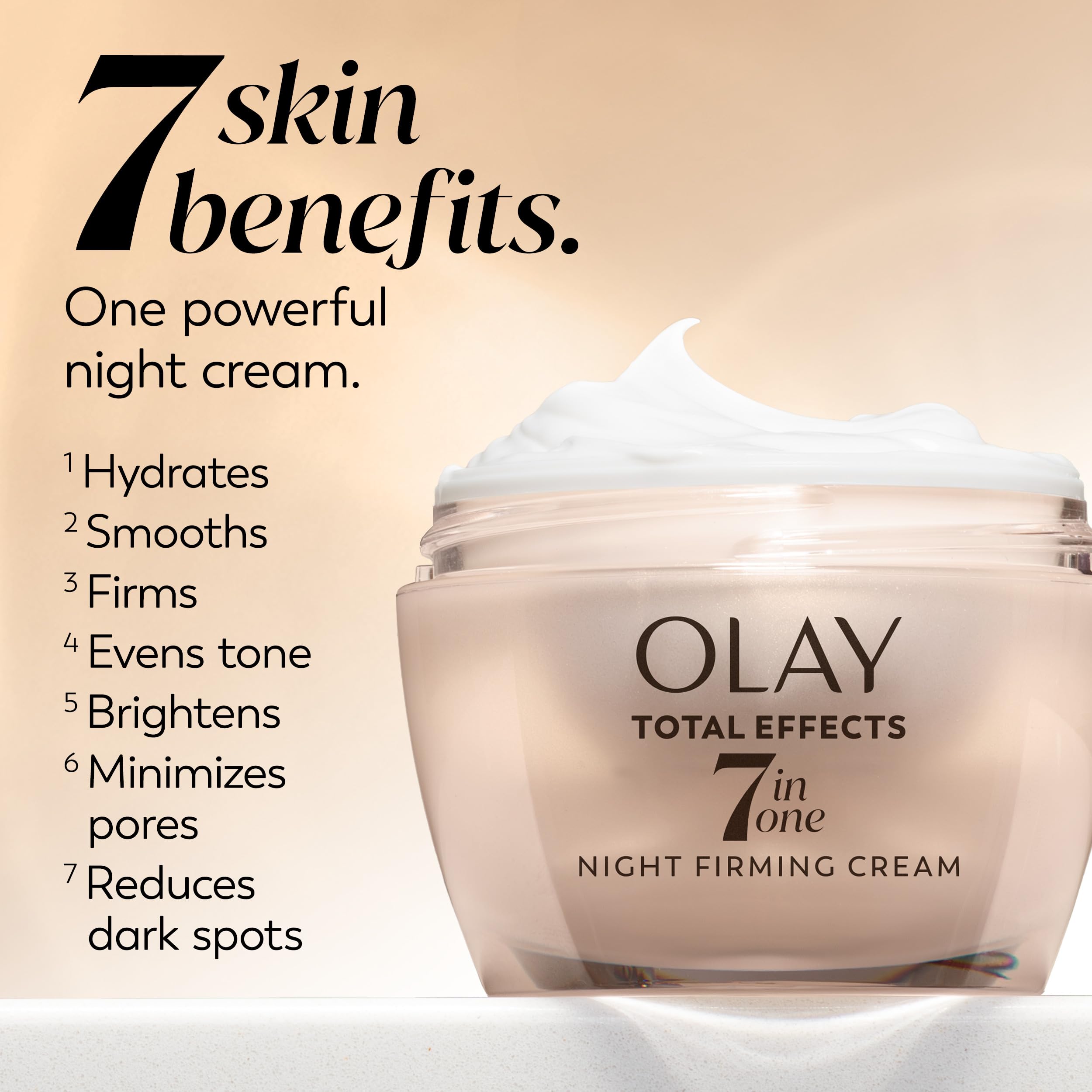 Olay Total Effects open jar with cream swipe showing smooth application and hydration