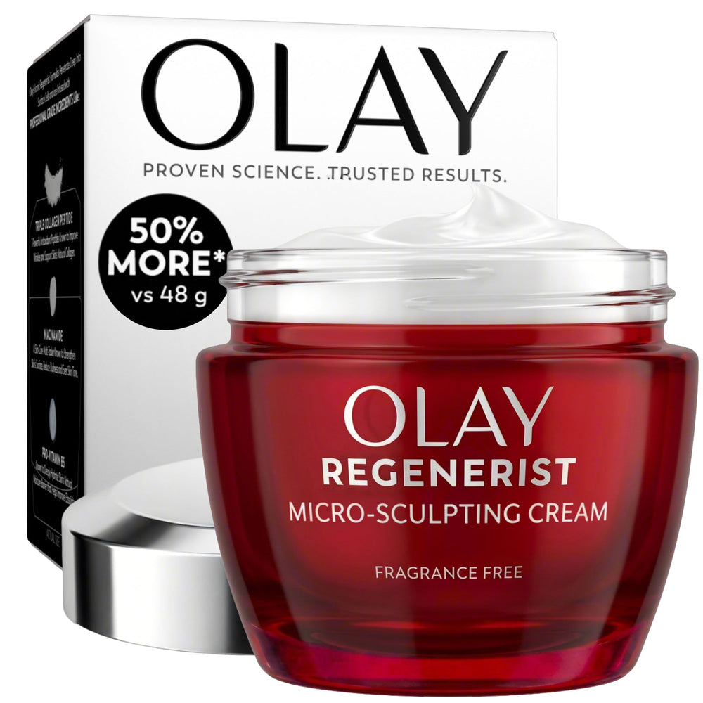 Olay Regenerist jar front view showing brand and firming cream benefits