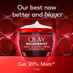 Close-up of Olay Regenerist cream texture highlighting hydration and smooth finish