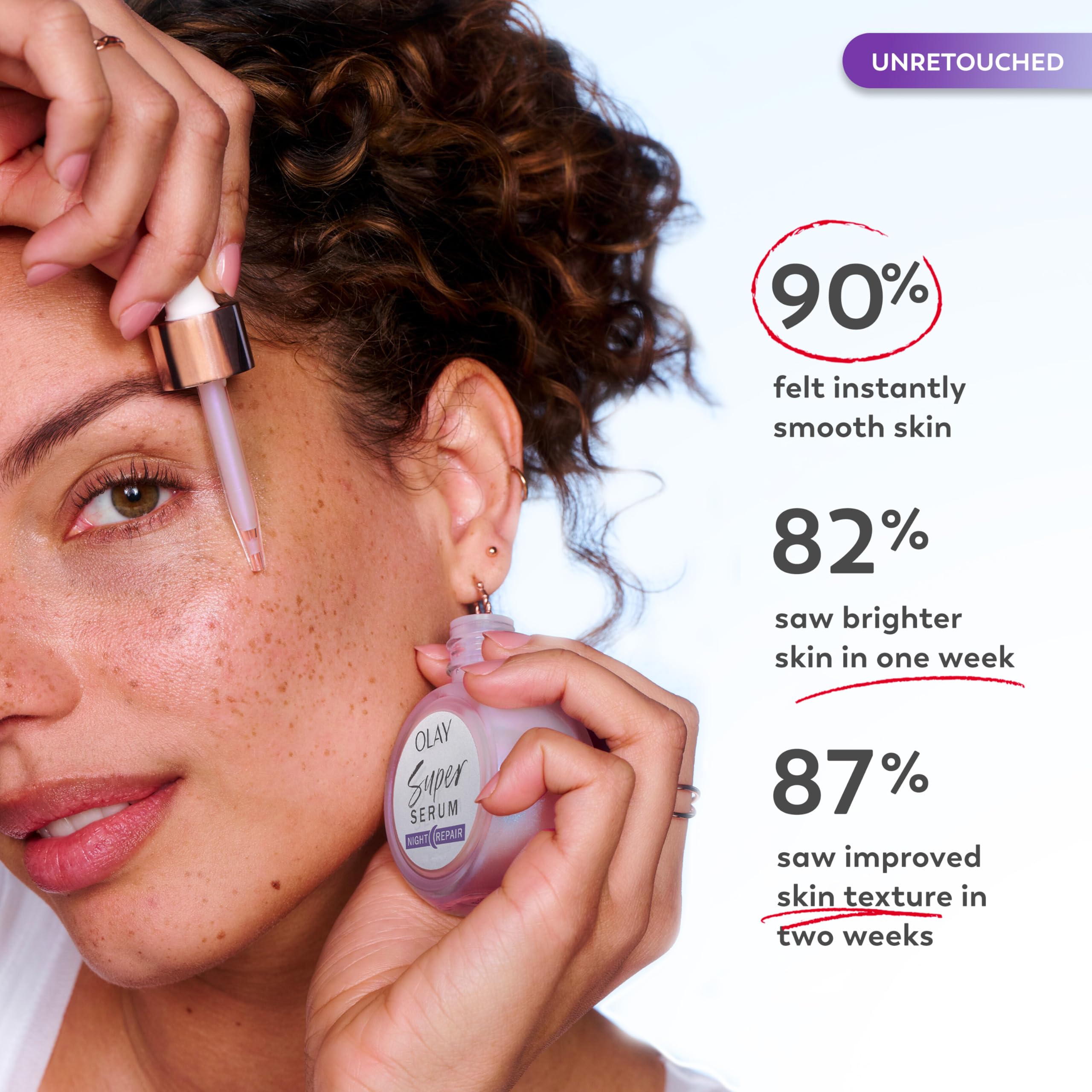 Olay Super Serum Night Repair silky serum texture close-up showing absorbency
