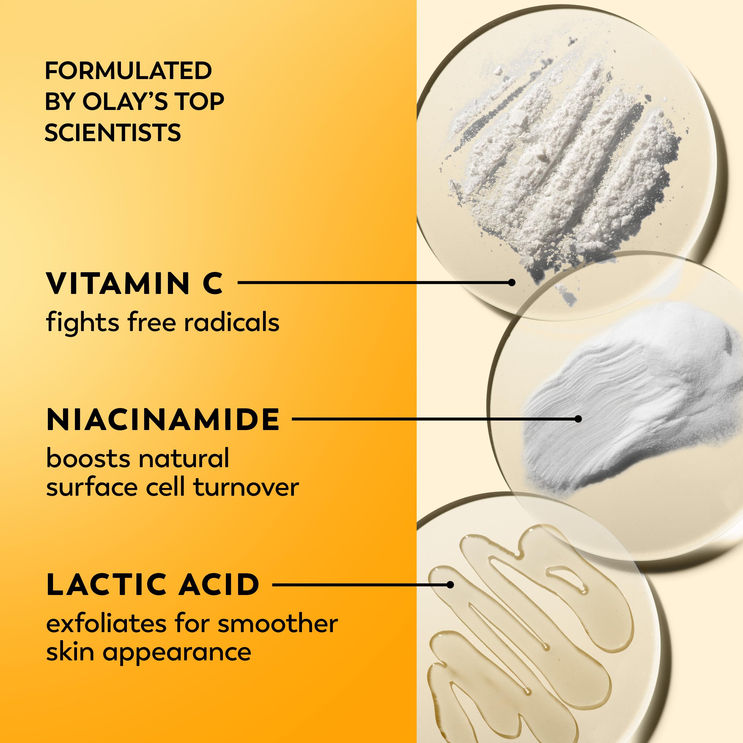 Olay open jar top view showing product cream and quick absorption
