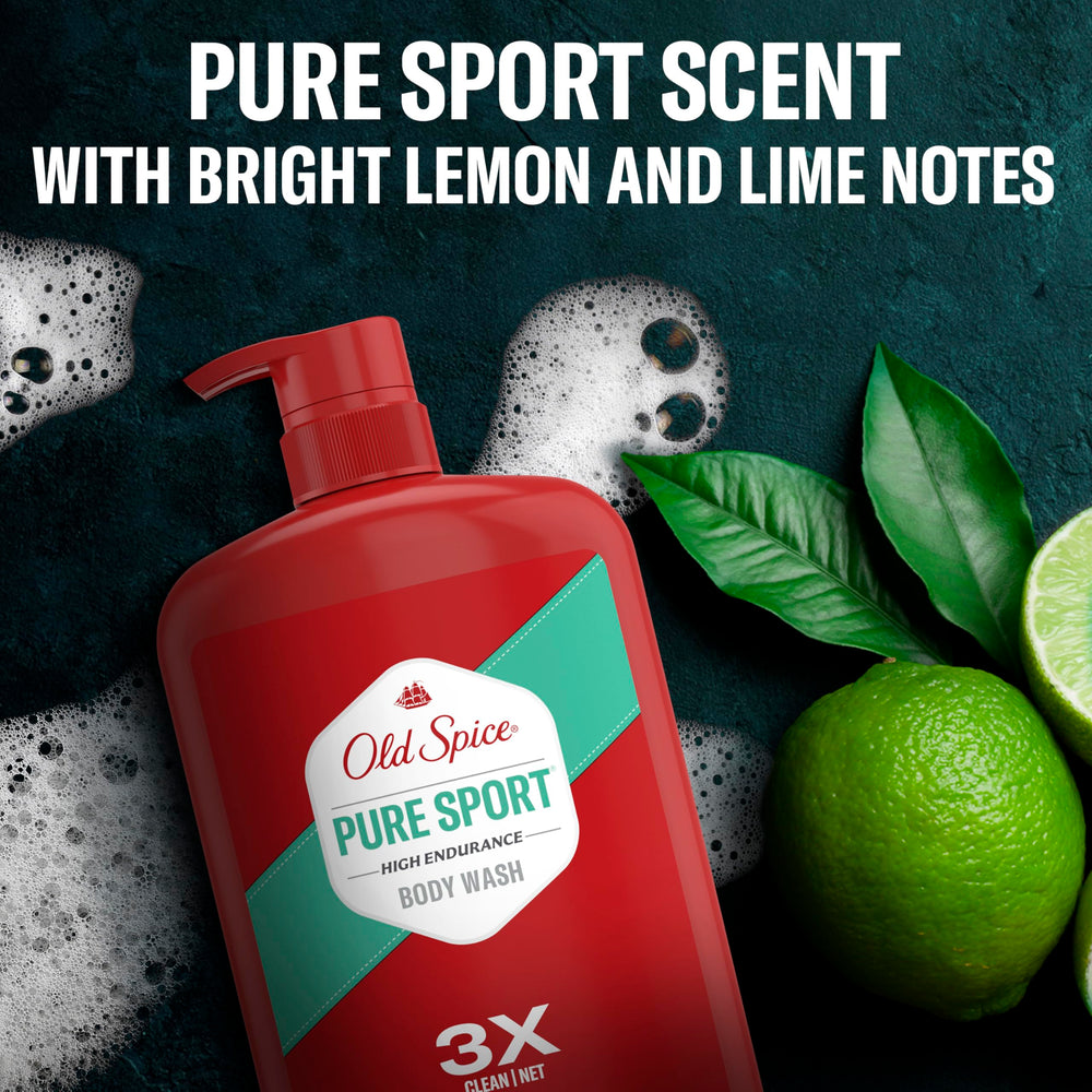 Old Spice body wash texture pouring to show creamy consistency and thorough wash benefit
