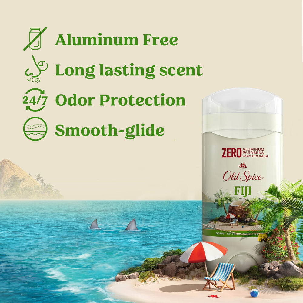 Old Spice Fiji back label with ingredients and usage information highlighted