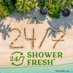 Man using Old Spice Fiji in shower demonstrating thorough body cleansing