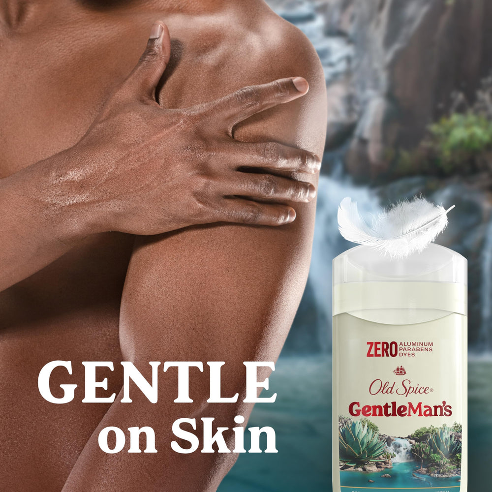 Old Spice GentleMan's in hand for size comparison and travel readiness