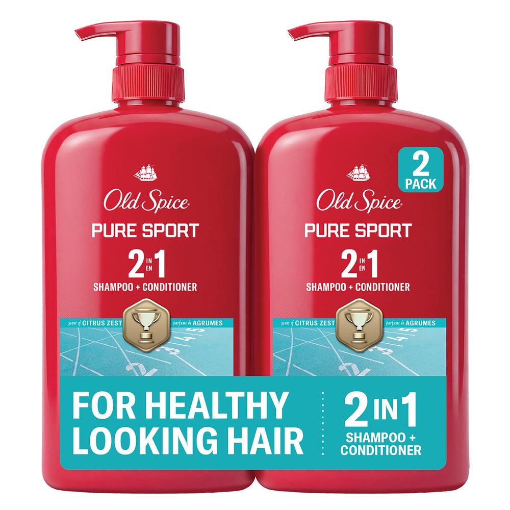 Old Spice Pure Sport front packaging shows brand and large bottle for convenience