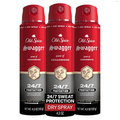 Old Spice Swagger front packaging showing bold cedarwood scent and pack benefit