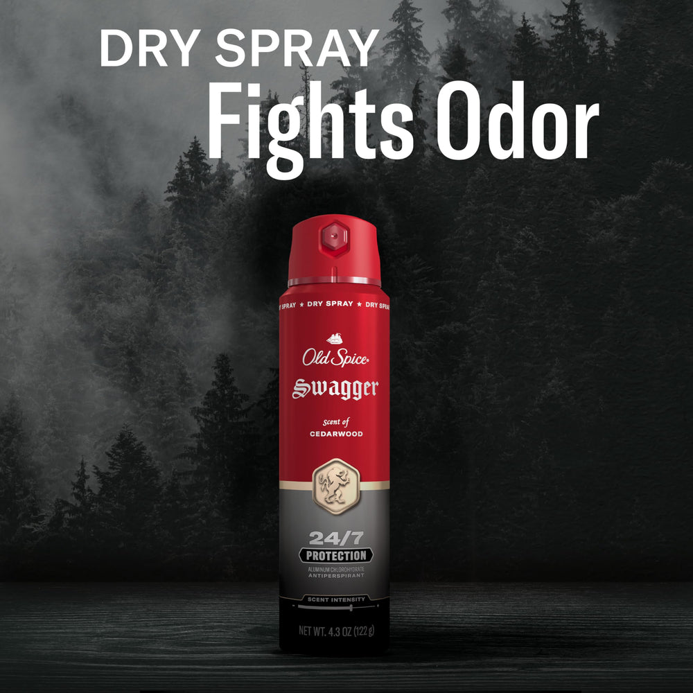 Old Spice Swagger three-pack arrangement illustrating long-lasting supply benefit