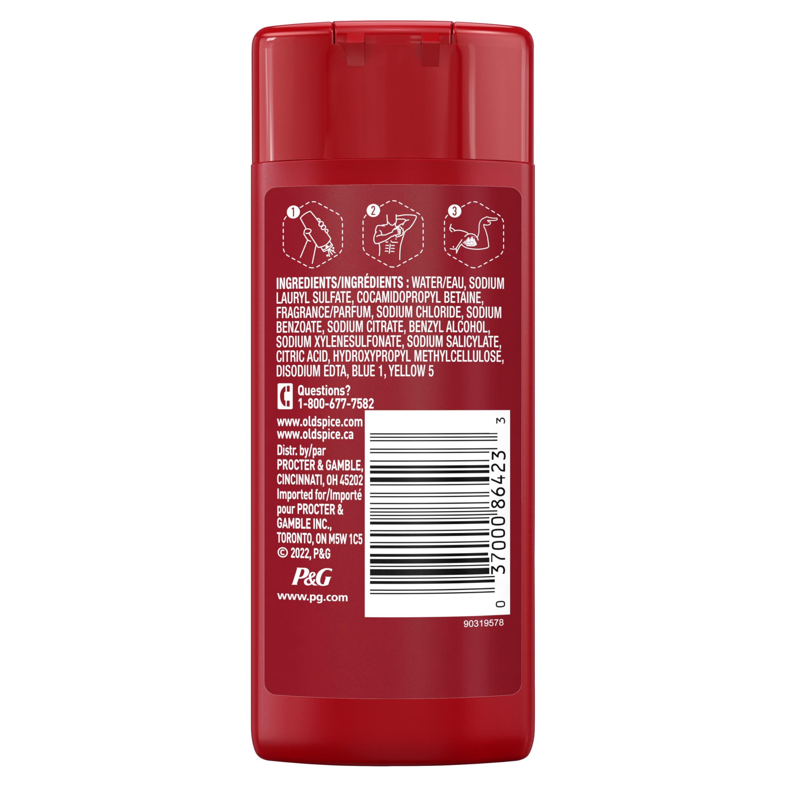 Old Spice Timber ingredient panel close-up showing key odor-control elements