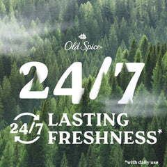 Old Spice Timber label detail highlighting scent name and aluminum-free benefit