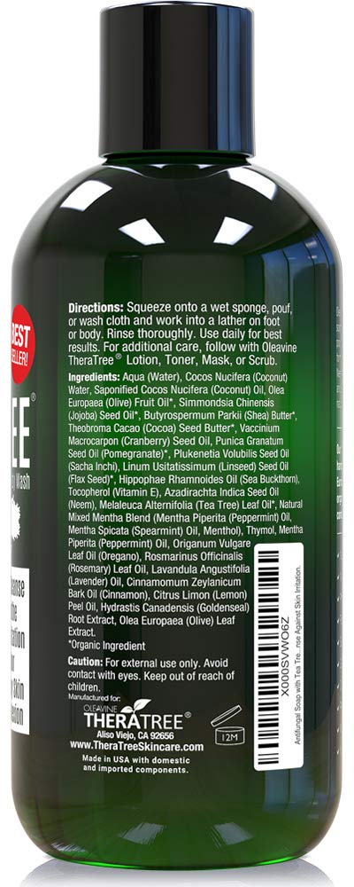 Oleavine botanical ingredients arranged to show tea tree, neem, and peppermint benefits