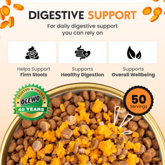 Olewo mixed into kibble proving easy integration and improved meal palatability