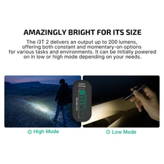 OLIGHT I3T 2 head close-up showing bezel and LED, precise beam control