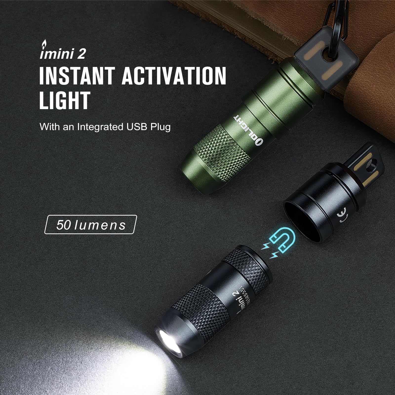 OLIGHT IMINI 2 magnetic tail cap detail demonstrating quick release and protection