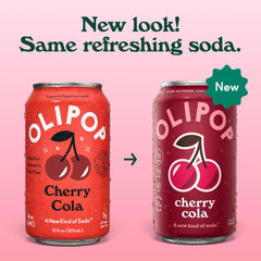 OLIPOP Cherry Cola can top close-up with pull tab and fizz detail