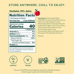 OLIPOP crisp apple poured into glass showing crisp taste and enjoyable texture