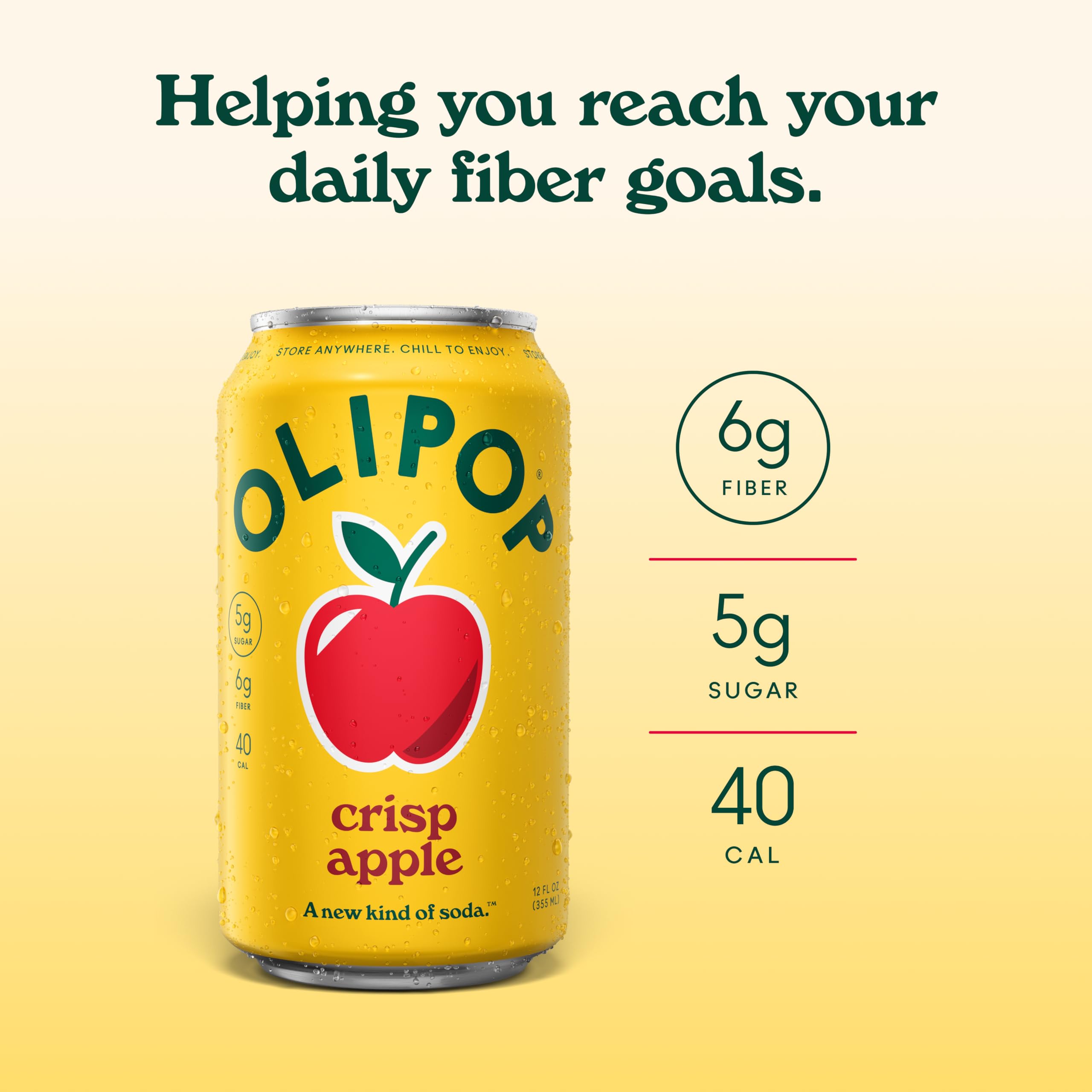 OLIPOP crisp apple carbonation bubbles close-up emphasizing refreshing fizz