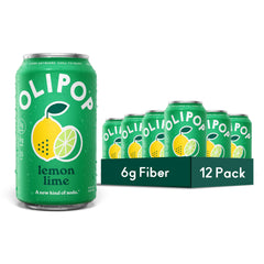 OLIPOP front packaging showing vibrant lemon lime and low sugar benefits