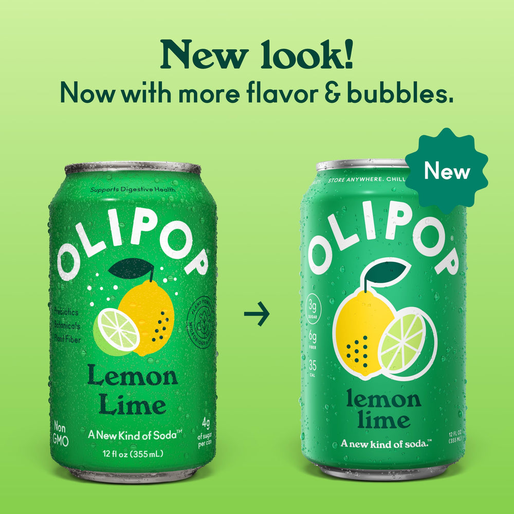 OLIPOP being poured into glass showing effervescence and refreshing taste benefit