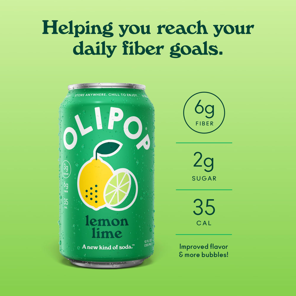 OLIPOP can held in hand showing scale and convenient single-serve benefit