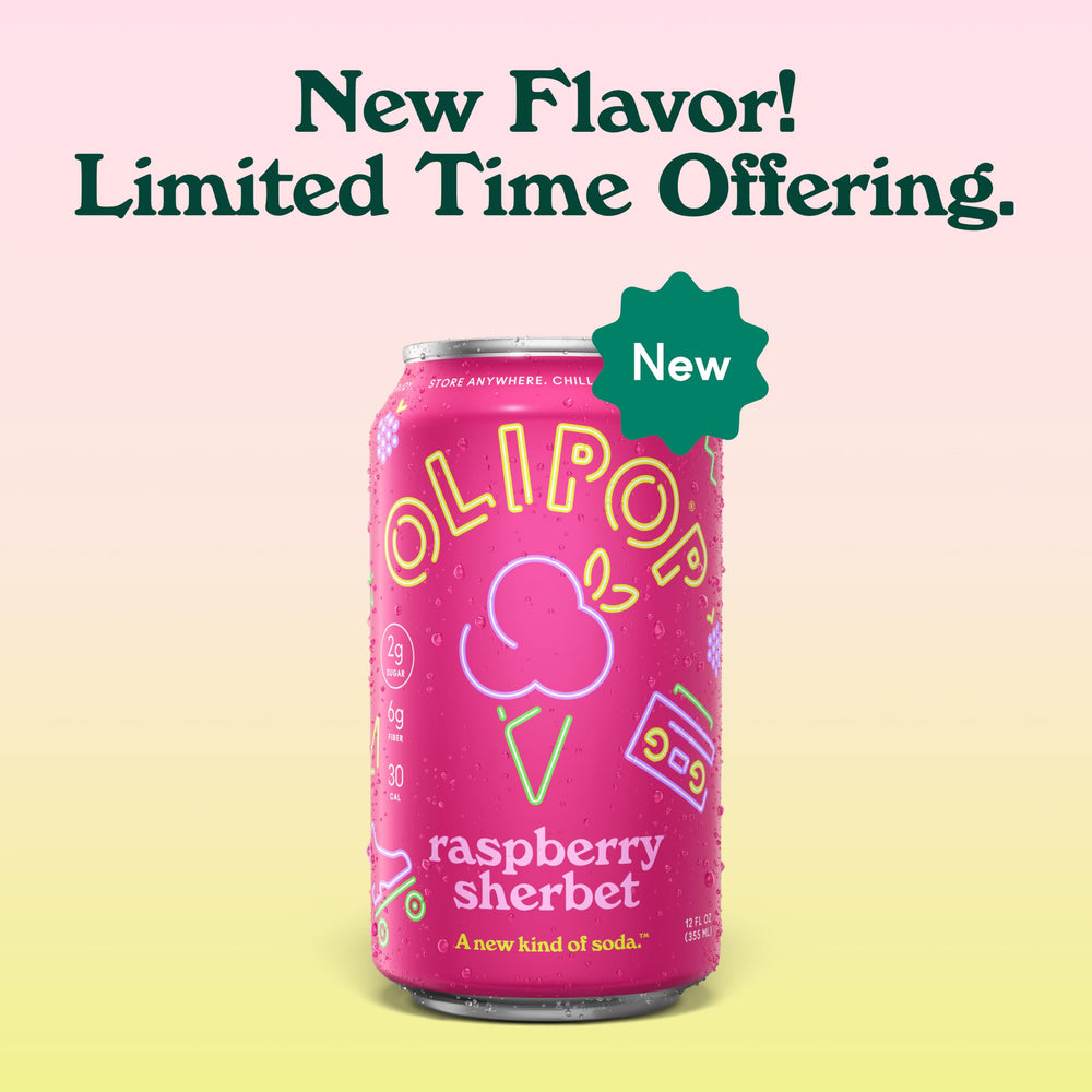 OLIPOP side label detail highlighting ingredients and clean formulation benefits