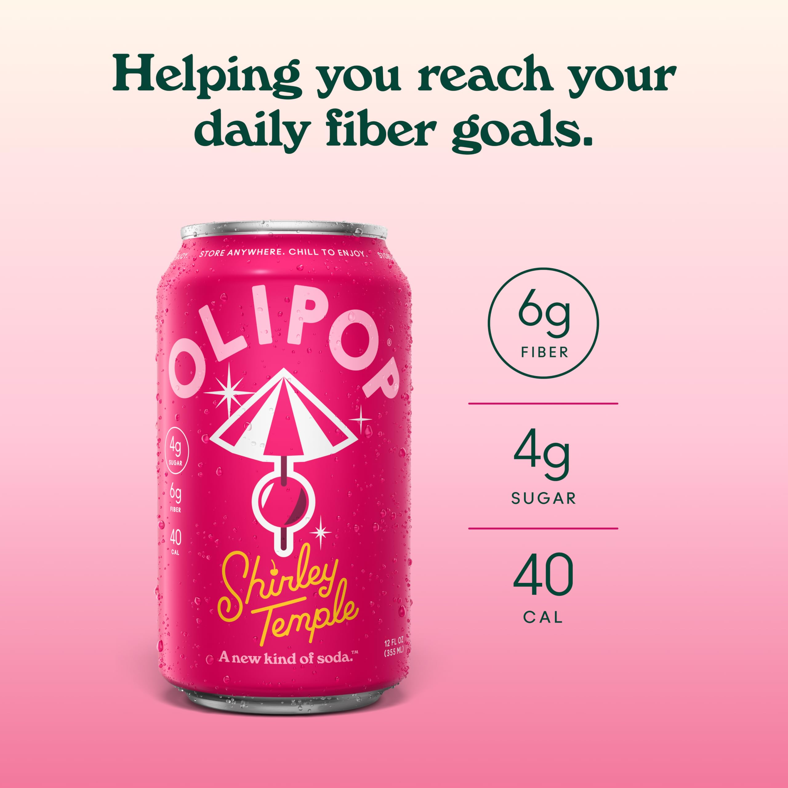 OLIPOP ingredients label detail, showing fiber and prebiotic components