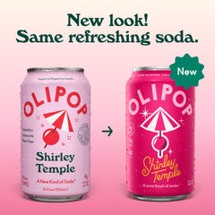 OLIPOP pouring into glass over ice, showing vibrant color and carbonation
