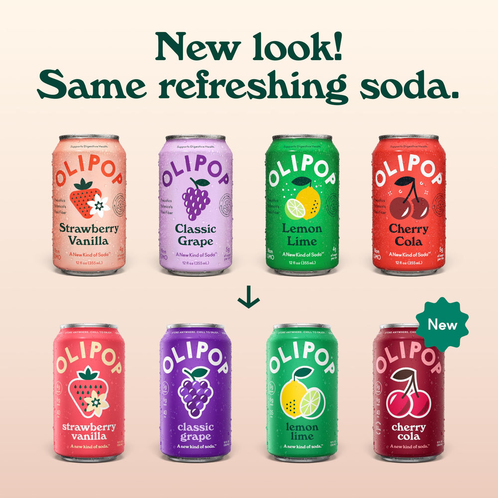 OLIPOP Strawberry Vanilla poured into glass showing color and creamy refreshment