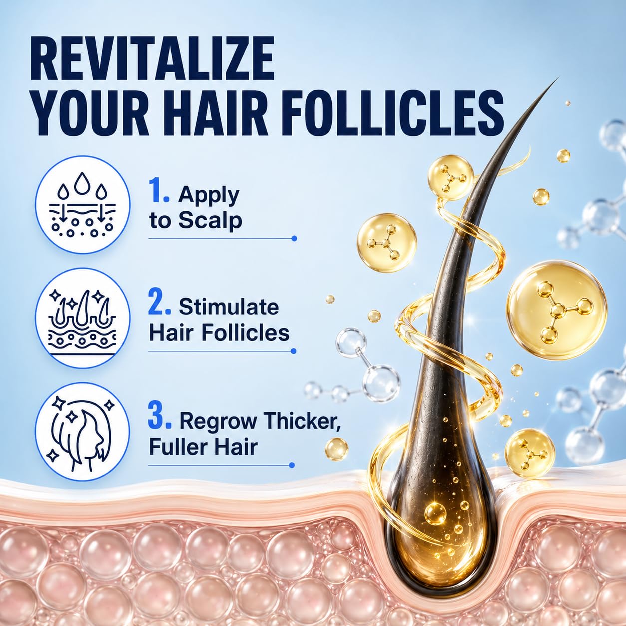OLIVITA being applied to scalp showing targeted topical use benefit