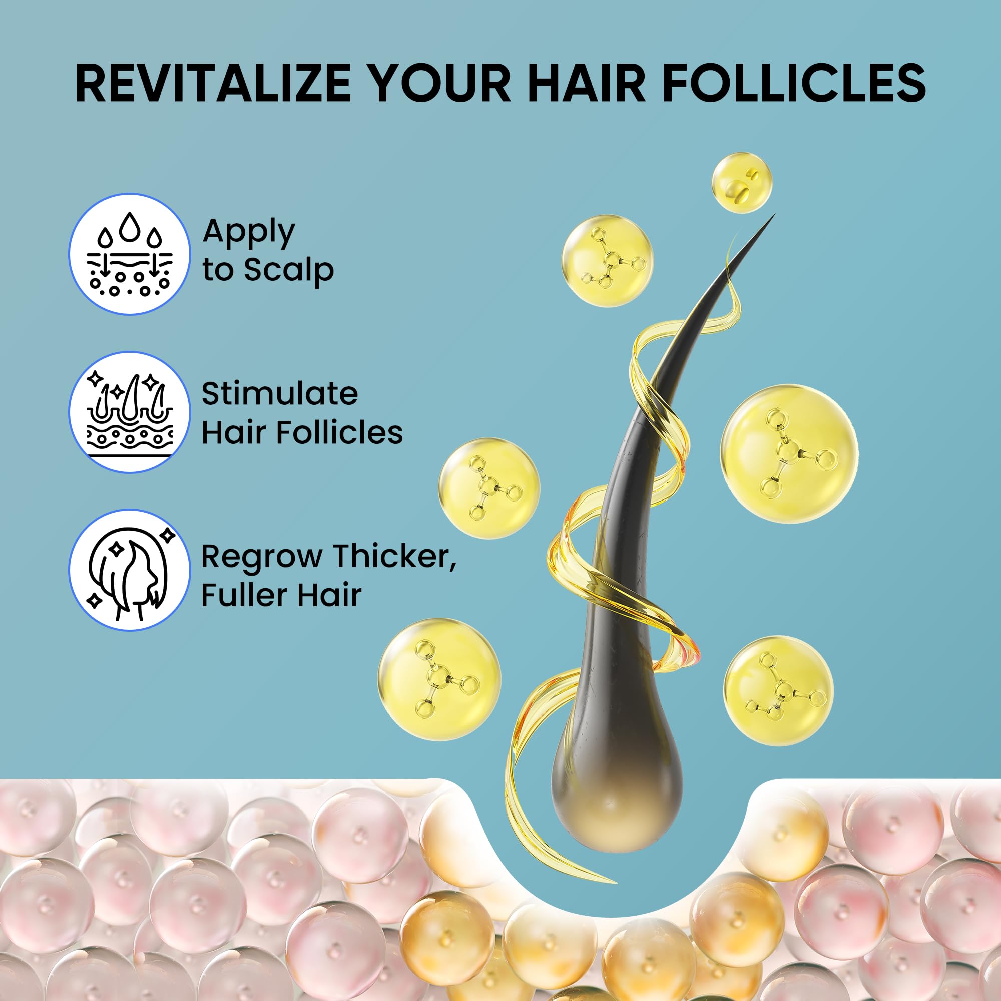 OLIVITA in use on scalp demonstrating simple twice-daily routine