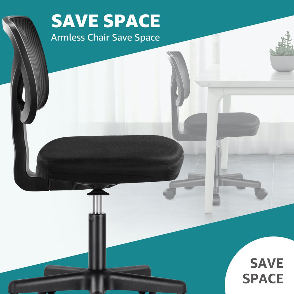 OLIXIS chair tucked under desk demonstrating compact fit for small rooms