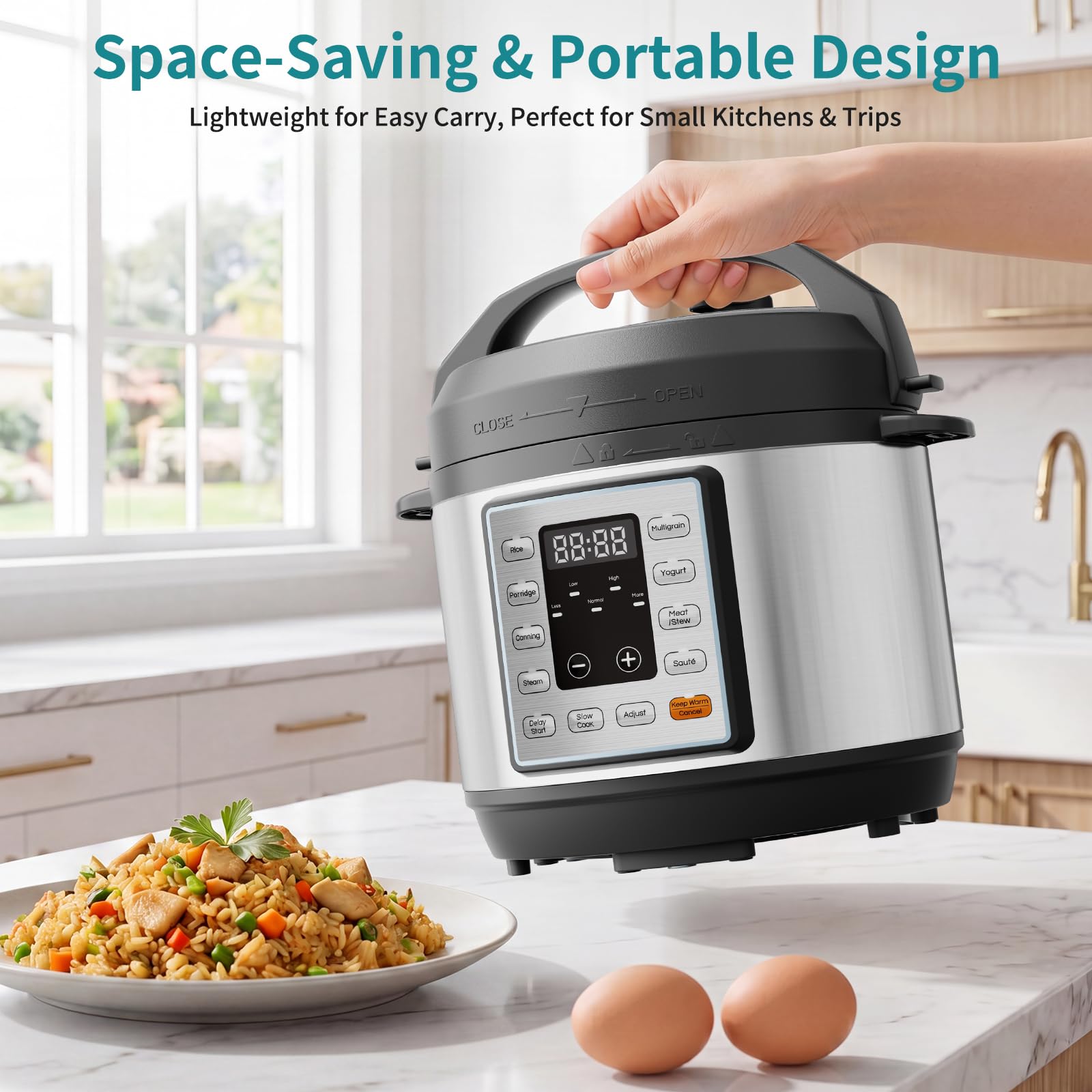 OLIXIS lid seal closeup showing secure sealing for efficient pressure cooking