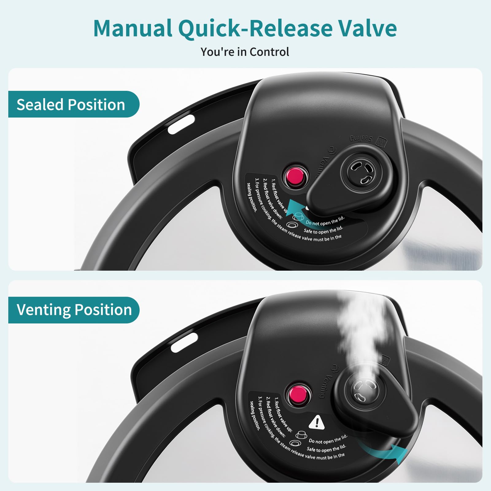 OLIXIS steam release valve highlighting safe pressure release for confident use