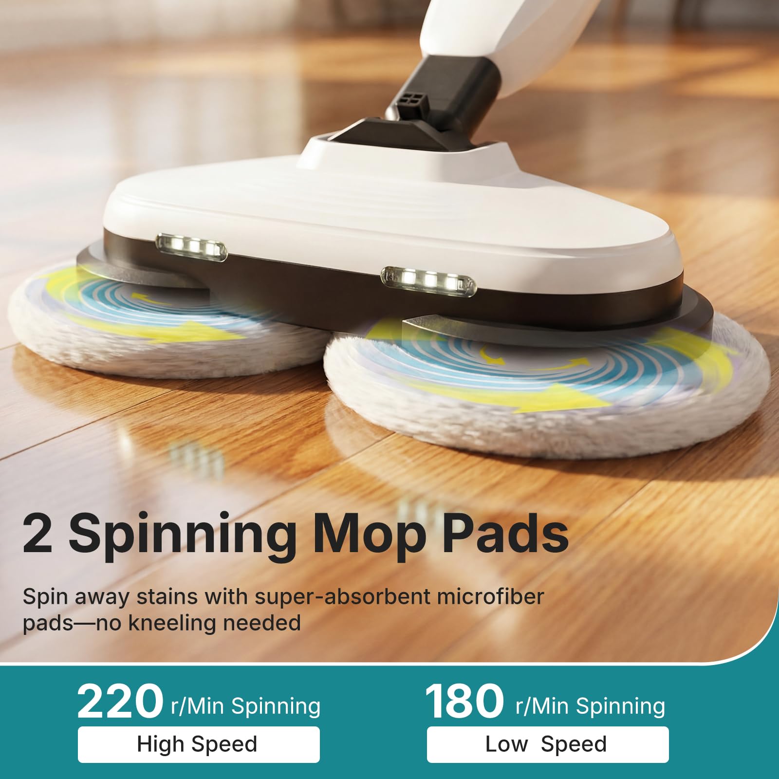 OLIXIS swivel head reaching under furniture for flexible maneuvering benefit