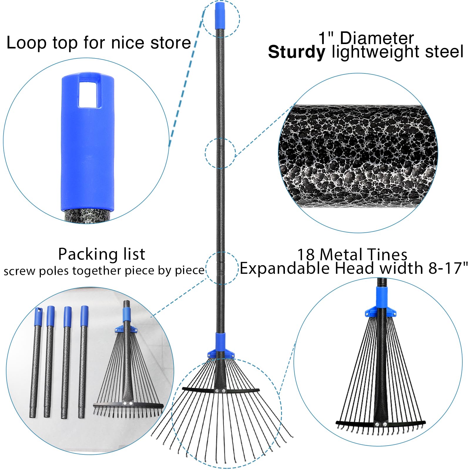 Oliynedy rake size comparison showing adjusted lengths for user comfort