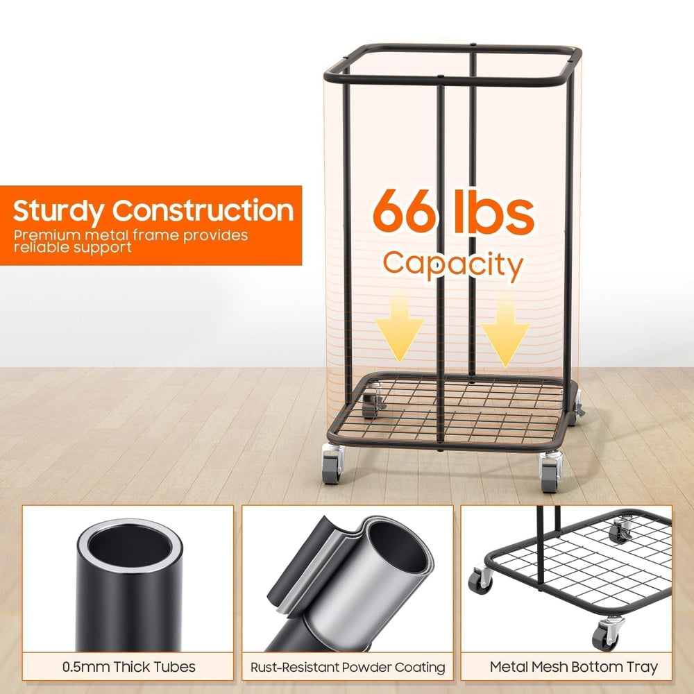 Olldide hamper beside washer to demonstrate true 150L size and scale